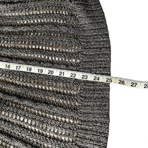 Chico's Additions Cardigan Sweater Gray Silver Metallic Open Knit - Picture 7 of 7
